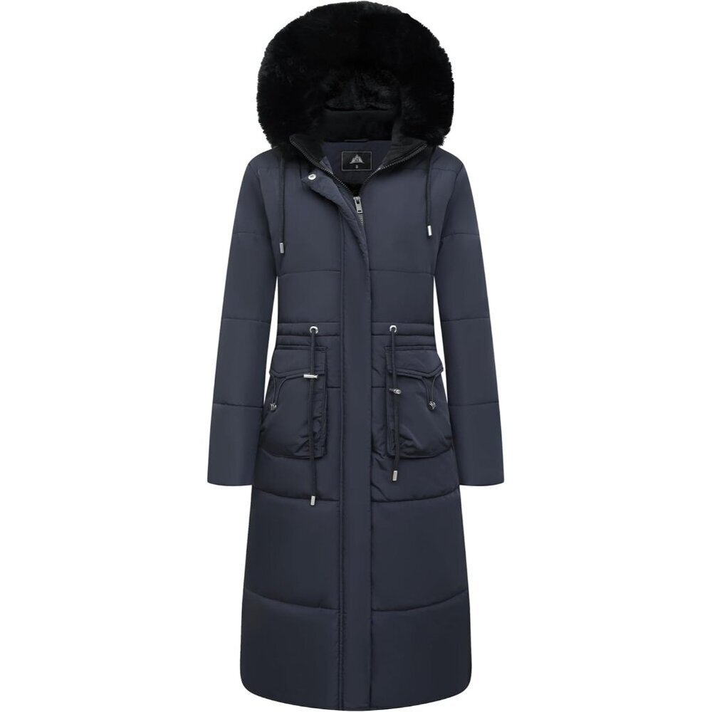 Women's Navy Long Winter Puffer Coat Waterproof Warm Down Jacket